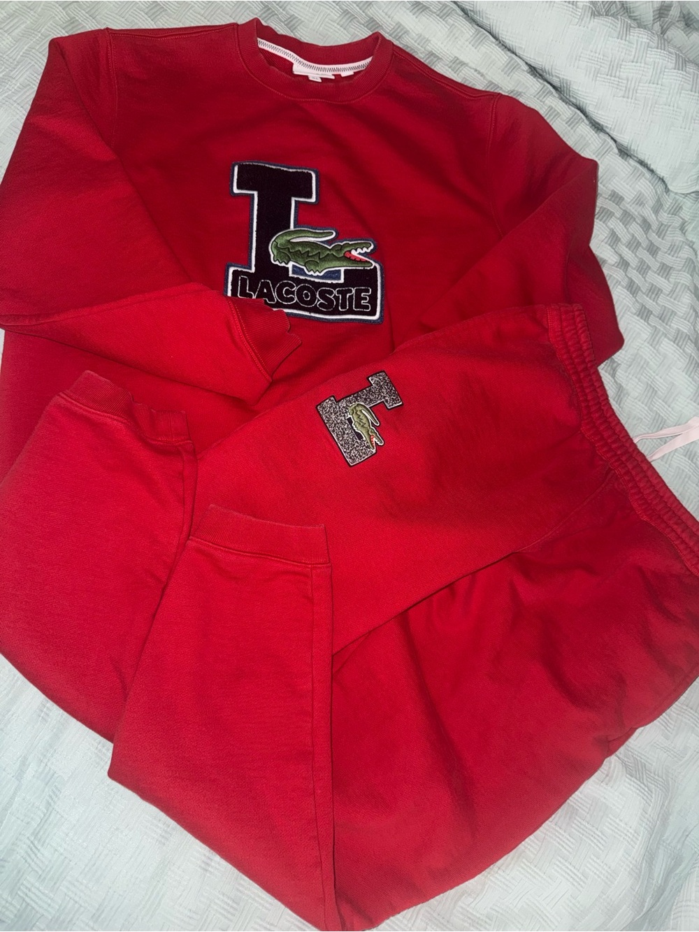 Lacoste Kids Red Sweatshirt & Joggers Set with Crocodile Patch